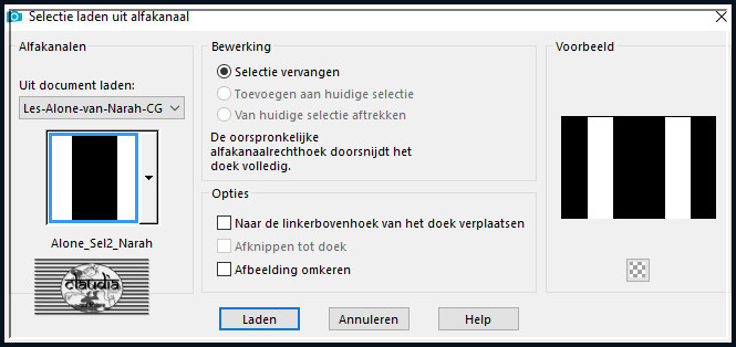 Selecties - Selectie laden/opslaan - Selectie laden uit alfkanaal : Alone_Sel2_Narah