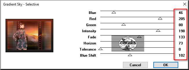 Effecten - Insteekfilters - Photo Tools - Gradient Sky - Selective