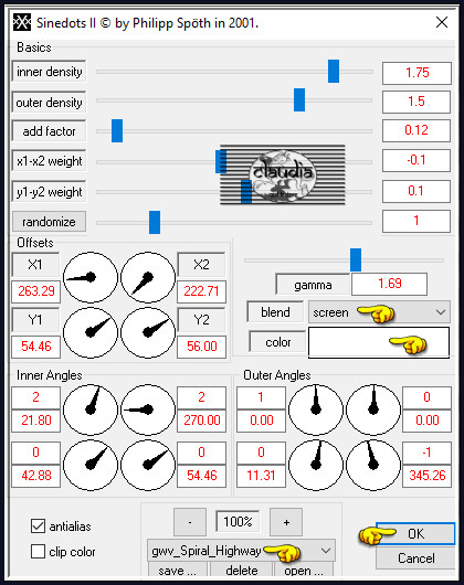 Effecten - Insteekfilters - Dragonfly -Sinedots II