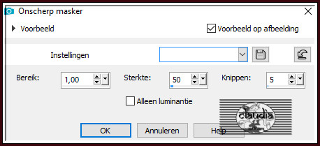Aanpassen - Scherpte - Onscherp masker :