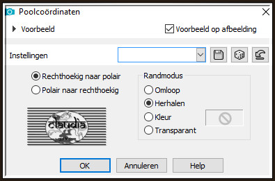 Effecten - Vervormingseffecten - Poolcoördinaten :