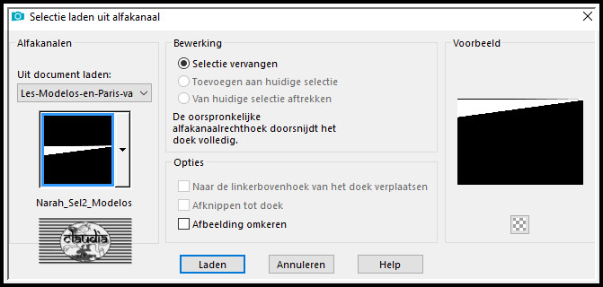 Selecties - Selectie laden/opslaan - Selectie laden uit alfkanaal : Narah_Sel2_Modelos