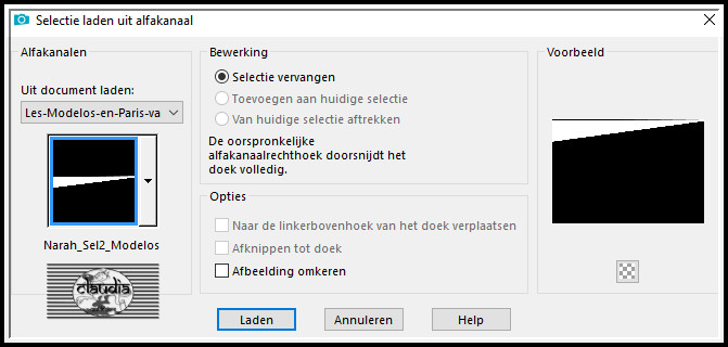 Selecties - Selectie laden/opslaan - Selectie laden uit alfkanaal : Narah_Sel2_Modelos