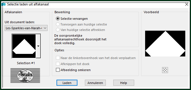 Selecties - Selectie laden/opslaan - Selectie laden uit alfkanaal : Selection #1