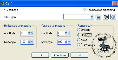 Instellingen vervormingseffect