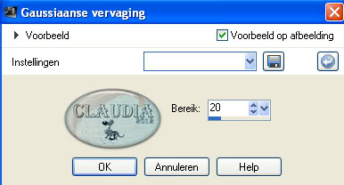 Instellingen gaussiaanse vervaging