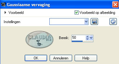 Instelling gaussiaanse vervaging