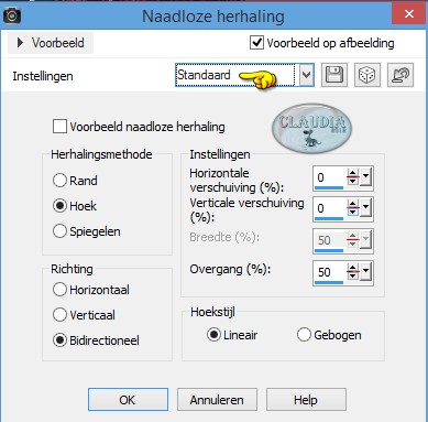 Instellingen Afbeeldingseffect - Naadloze herhaling