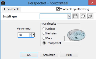 Instellingen Geometrische effect - Perspectief-horizontaal