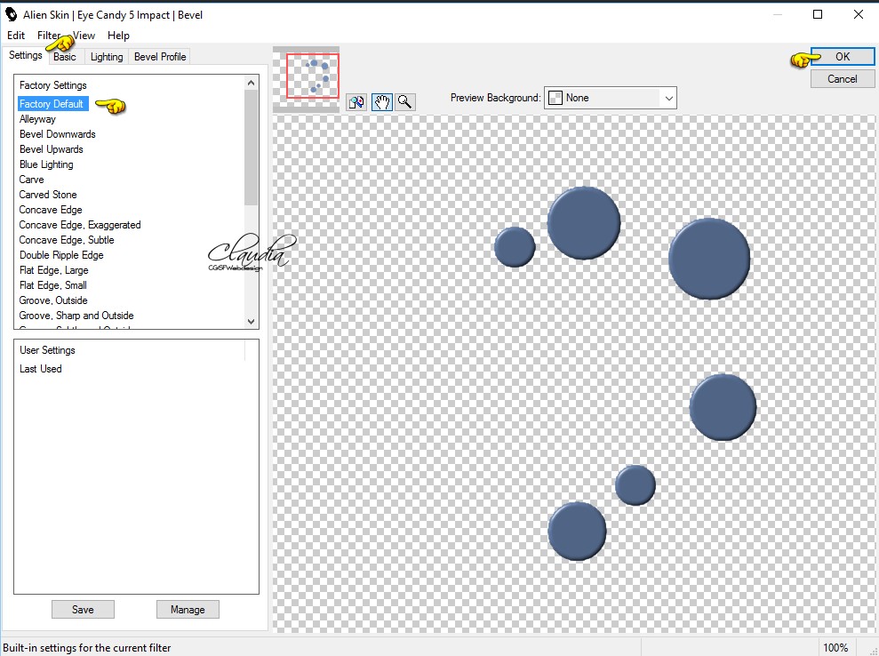 Instellingen filter Eye Candy 5 - Impact - Bevel