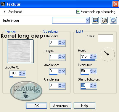 Instellingen textuureffect