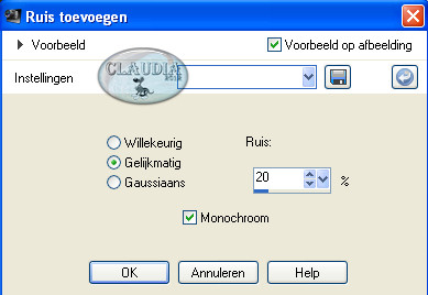 Instellingen toevoegen van Ruis (= grofkorreligheid)
