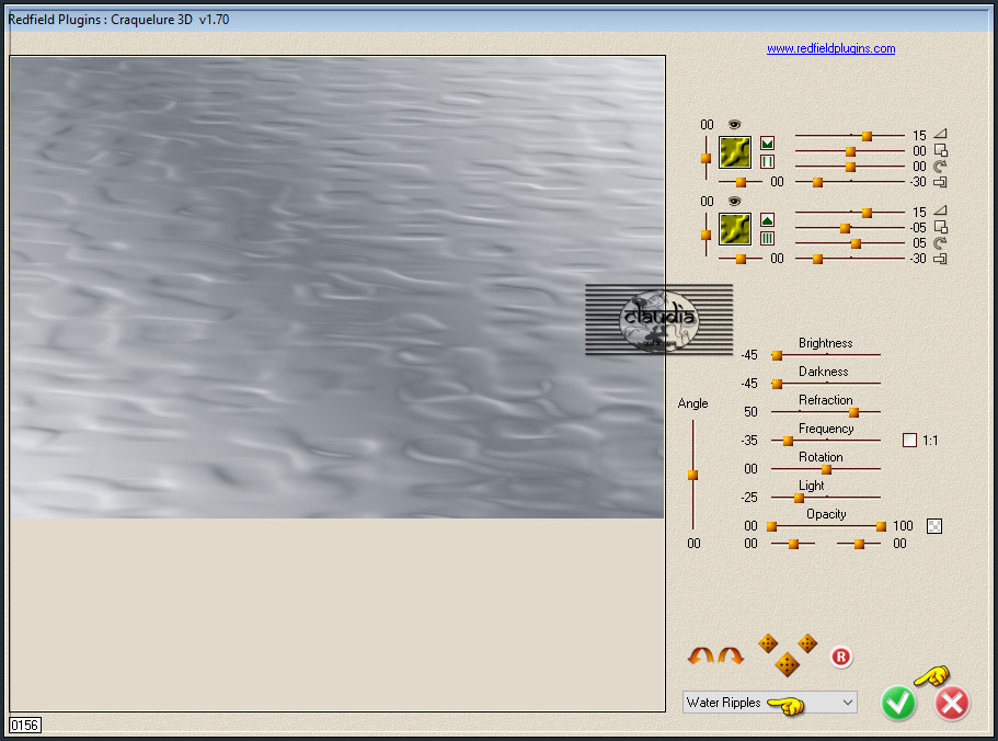 Instellingen filter Redfield - Craquelure 3D