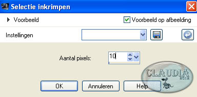 Instelling Inkrimpen van selectie