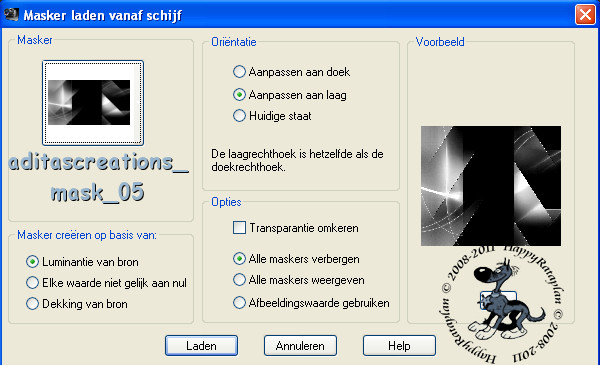 Instellingen voor masker