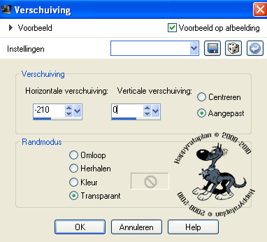Instellingen voor Verschuiving.