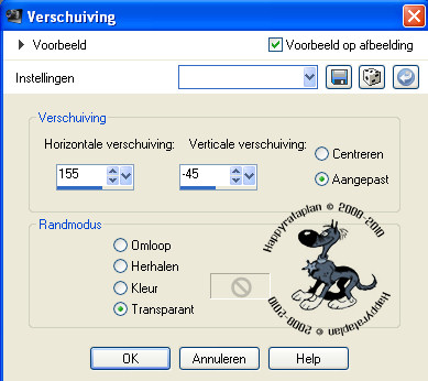 Instellingen voor Verschuiving.