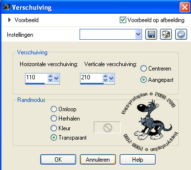 Instellingen voor Verschuiving.