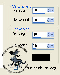 Instellingen Slagschaduw.