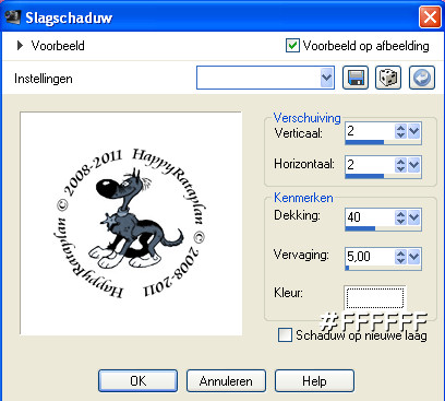 Instellingen voor slagschaduw