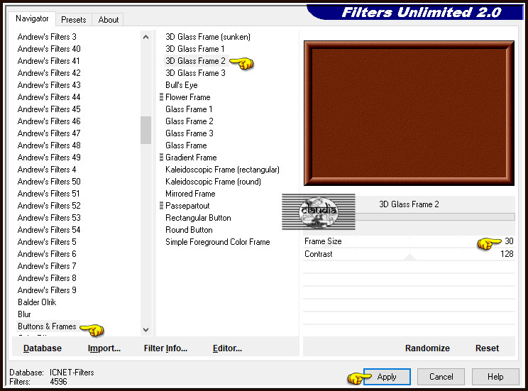 Effecten - Insteekfilters - <I.C.NET Software> - Filters Unlimited 2.0 - Buttons & Frames - 3D Glass Frame 2