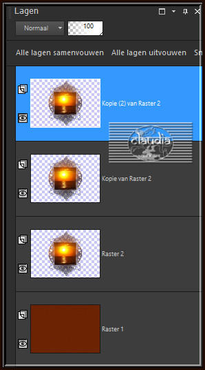 Je hebt nu 3 dezelfde lagen in het Lagenpallet