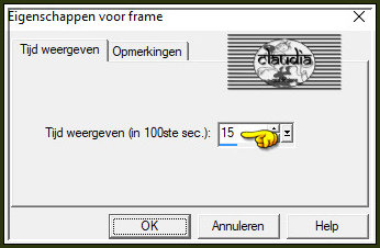 Animatie - Eigenschappen voor frame :