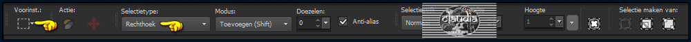 Activeer het "Selectiegereedschap" - Rechthoek met deze instellingen :