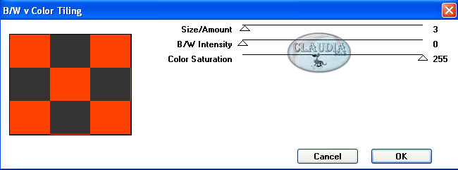 Effecten - Insteekfilters - Layout Tools - B/W v Color Tiling 