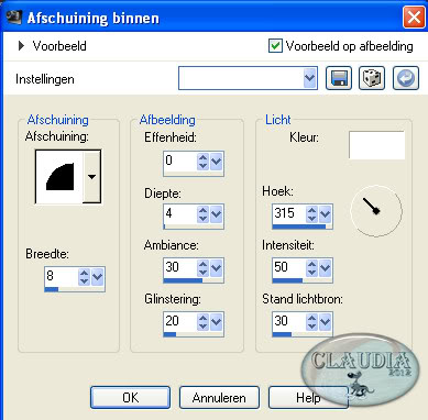 Effecten - 3D Effecten - Afschuining binnen