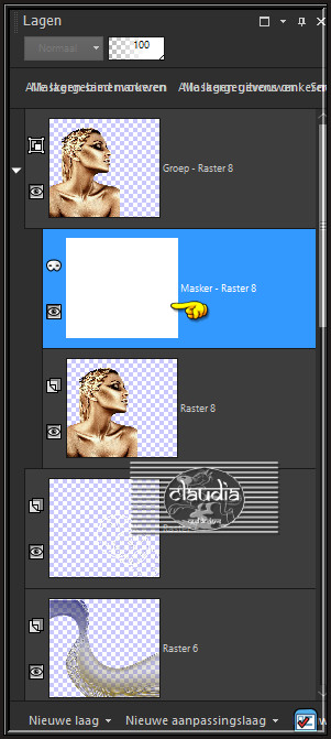 Je zult in het Lagenpallet nu een wit masker tevoorschijn zien komen :