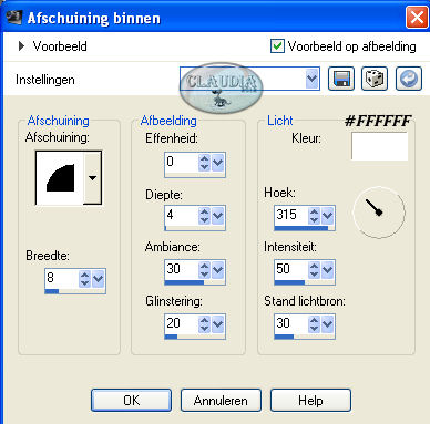 Effecten - 3D Effecten - Afschuining binnen 