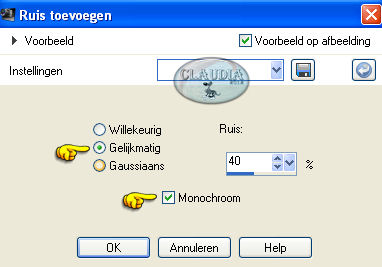 Aanpassen - Ruis toevoegen/verwijderen - Ruis toevoegen (= grofkorreligheid)