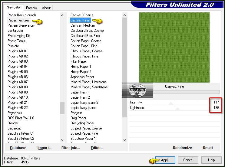 Effecten - Insteekfilters - <I.C.NET Software> - Filters Unlimited 2.0 - Paper Textures - Canvas, Fine