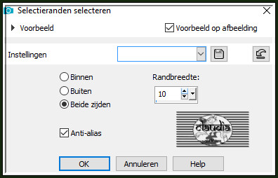 Selecties - Wijzigen - Selectieranden selecteren