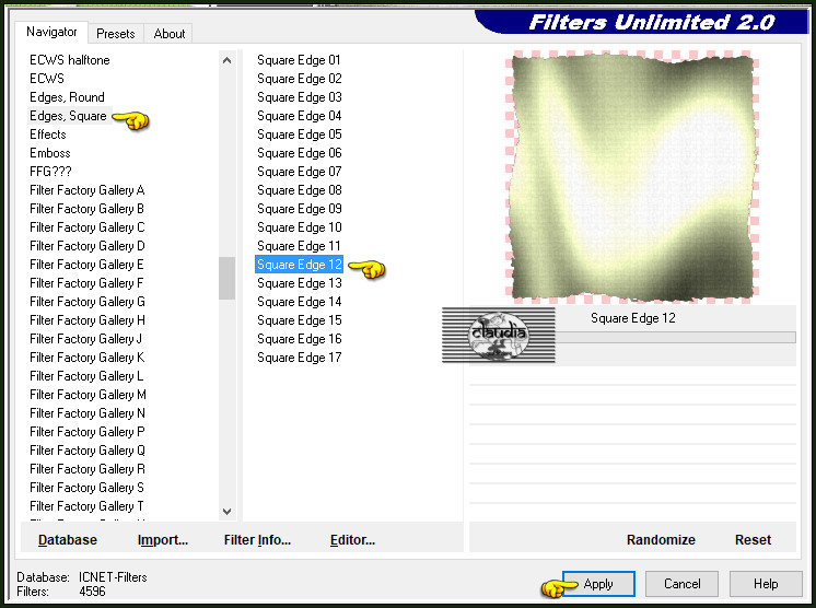 Effecten - Insteekfilters - <I.C.NET Software> - Filters Unlimited 2.0 - Edges, Square - Square Edge 12