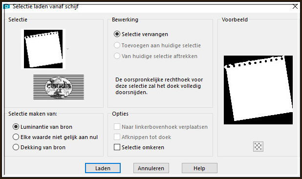 Selecties - Selectie laden/opslaan - Selectie laden vanaf schijf : nikita-selec5