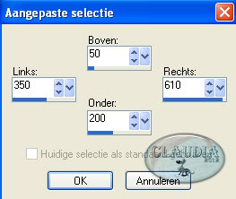 Instellingen aangepaste selectie