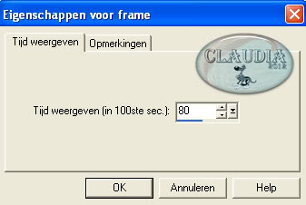 Instellling eigenschappen voor frame