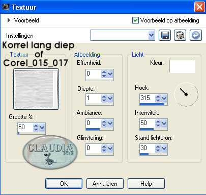 Instellingen textuureffect