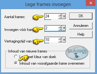 Instellingen Lege frames invoegen