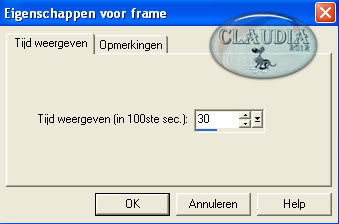 Instellingen eigenschappen voor frame