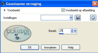 Instellingen gaussiaanse vervaging