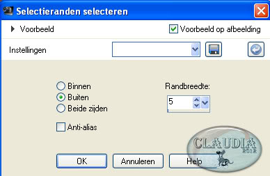 Instellingen selectieranden selecteren