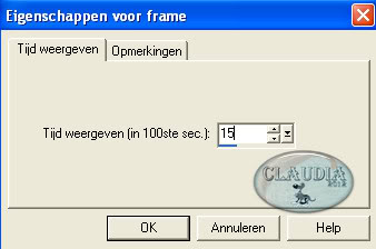 Instelling eigenschappen voor frame