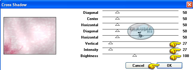 Instellingen filter Graphics Plus - Cross Shadow