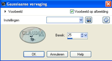 Instelling gaussiaanse vervaging