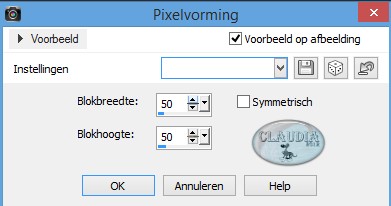 Instellingen Vervormingseffect - Pixelvorming