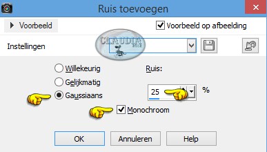 Instellingen Ruis toevoegen (= Grofkorreligheid)