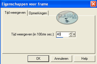 Instelling Eigenschappen van frame